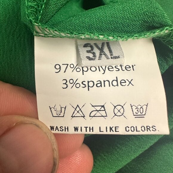 Green V-Neck Long Sleeve Womens Blouse With Ruffle Cuffs Size 3XL - Picture 4 of 5